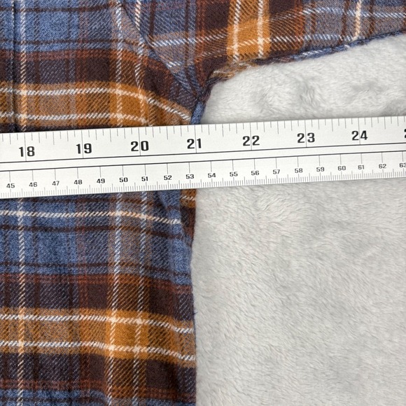 Pendleton Men's Flannel Medium Blue Brown Plaid Button Down Shirt - Picture 10 of 16